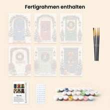 Laden Sie das Bild in den Galerie-Viewer, Mini Malen nach Zahlen 15x20 cm (6 Stück) - Weihnachtliche Haustüren