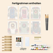 Laden Sie das Bild in den Galerie-Viewer, Mini Malen nach Zahlen 15x20 cm (6 Stück) - Weihnachtliche Haustüren