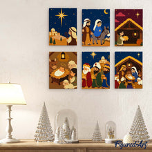 Laden Sie das Bild in den Galerie-Viewer, Mini Malen nach Zahlen 15x20 cm (6 Stück) - Die Weihnachtsgeschichte