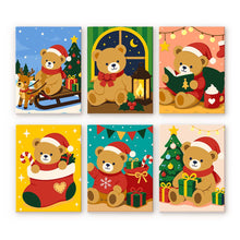 Laden Sie das Bild in den Galerie-Viewer, Mini Malen nach Zahlen 15x20 cm (6 Stück) - Weihnachts-Teddybären Figured'Art