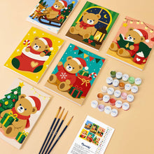 Laden Sie das Bild in den Galerie-Viewer, Mini Malen nach Zahlen 15x20 cm (6 Stück) - Weihnachts-Teddybären