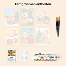 Laden Sie das Bild in den Galerie-Viewer, Mini Malen nach Zahlen 15x20 cm (6 Stück) - Weihnachts-Teddybären