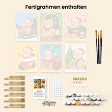 Laden Sie das Bild in den Galerie-Viewer, Mini Malen nach Zahlen 15x20 cm (6 Stück) - Weihnachts-Teddybären
