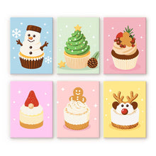 Laden Sie das Bild in den Galerie-Viewer, Mini Malen nach Zahlen 15x20 cm (6 Stück) - Weihnachts-Cupcakes Figured'Art