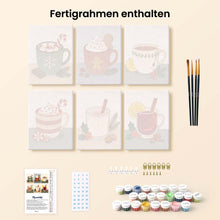 Laden Sie das Bild in den Galerie-Viewer, Mini Malen nach Zahlen 15x20 cm (6 Stück) - Gemütliche Wintergetränke
