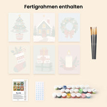 Laden Sie das Bild in den Galerie-Viewer, Mini Malen nach Zahlen 15x20 cm (6 Stück) - Weihnachtsbaumschmuck-Kollektion