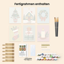 Laden Sie das Bild in den Galerie-Viewer, Mini Malen nach Zahlen 15x20 cm (6 Stück) - Weihnachtsbaumschmuck-Kollektion