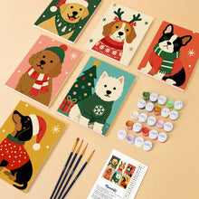 Laden Sie das Bild in den Galerie-Viewer, Mini Malen nach Zahlen 15x20 cm (6 Stück) - Weihnachtswelpen