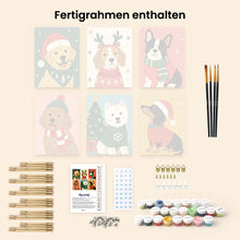 Laden Sie das Bild in den Galerie-Viewer, Mini Malen nach Zahlen 15x20 cm (6 Stück) - Weihnachtswelpen
