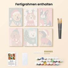 Laden Sie das Bild in den Galerie-Viewer, Mini Malen nach Zahlen 15x20 cm (6 Stück) - Weihnachtswelpen