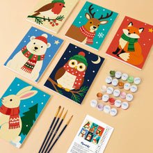 Laden Sie das Bild in den Galerie-Viewer, Mini Malen nach Zahlen 15x20 cm (6 Stück) - Winterliche Tierwelt