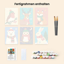 Laden Sie das Bild in den Galerie-Viewer, Mini Malen nach Zahlen 15x20 cm (6 Stück) - Winterliche Tierwelt