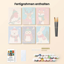 Laden Sie das Bild in den Galerie-Viewer, Mini Malen nach Zahlen 15x20 cm (6 Stück) - Winterliche Tierwelt