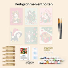 Laden Sie das Bild in den Galerie-Viewer, Mini Malen nach Zahlen 15x20 cm (6 Stück) - Weihnachtlicher Kätzchenspaß