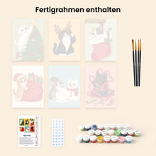 Laden Sie das Bild in den Galerie-Viewer, Mini Malen nach Zahlen 15x20 cm (6 Stück) - Abenteuer der Urlaubskätzchen