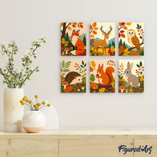 Laden Sie das Bild in den Galerie-Viewer, Mini Malen nach Zahlen 15x20 cm (6 Stück) - Waldtiere