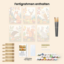 Laden Sie das Bild in den Galerie-Viewer, Mini Malen nach Zahlen 15x20 cm (6 Stück) - Waldtiere