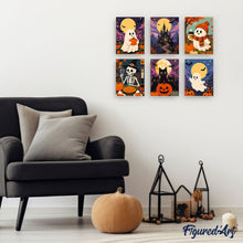 Laden Sie das Bild in den Galerie-Viewer, Mini Malen nach Zahlen 15x20 cm (6 Stück) - Spukhafte Herbstnächte
