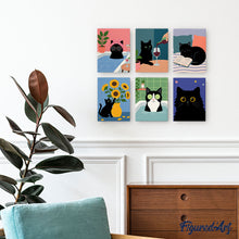 Laden Sie das Bild in den Galerie-Viewer, Mini Malen nach Zahlen 15x20 cm (6 Stück) - Katzenleben
