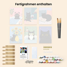 Laden Sie das Bild in den Galerie-Viewer, Mini Malen nach Zahlen 15x20 cm (6 Stück) - Katzenleben