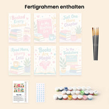 Laden Sie das Bild in den Galerie-Viewer, Mini Malen nach Zahlen 15x20 cm (6 Stück) - Stimmung für Bücherliebhaber