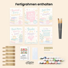 Laden Sie das Bild in den Galerie-Viewer, Mini Malen nach Zahlen 15x20 cm (6 Stück) - Stimmung für Bücherliebhaber