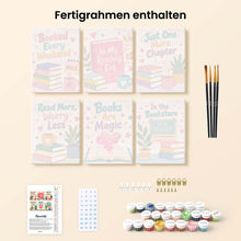 Laden Sie das Bild in den Galerie-Viewer, Mini Malen nach Zahlen 15x20 cm (6 Stück) - Stimmung für Bücherliebhaber