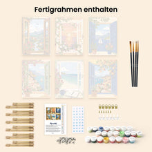 Laden Sie das Bild in den Galerie-Viewer, Mini Malen nach Zahlen 15x20 cm (6 Stück) - Fenster mit Meerblick