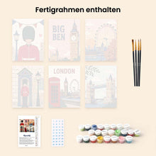 Laden Sie das Bild in den Galerie-Viewer, Mini Malen nach Zahlen 15x20 cm (6 Stück) - Postkarten aus London