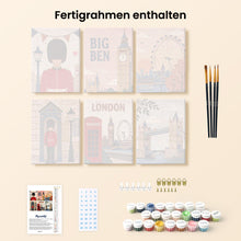 Laden Sie das Bild in den Galerie-Viewer, Mini Malen nach Zahlen 15x20 cm (6 Stück) - Postkarten aus London