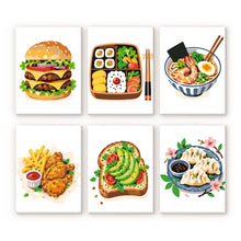 Laden Sie das Bild in den Galerie-Viewer, Mini Serie Malen nach Zahlen 15x20 cm (6 Stück) - Leckeres Essen-Set Figured'Art