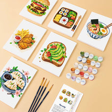 Laden Sie das Bild in den Galerie-Viewer, Mini Serie Malen nach Zahlen 15x20 cm (6 Stück) - Leckeres Essen-Set