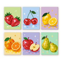 Laden Sie das Bild in den Galerie-Viewer, Mini Serie Malen nach Zahlen 15x20 cm (6 Stück) - Disco-Früchte-Kollektion Figured'Art