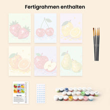 Laden Sie das Bild in den Galerie-Viewer, Mini Serie Malen nach Zahlen 15x20 cm (6 Stück) - Disco-Früchte-Kollektion