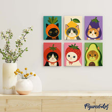 Laden Sie das Bild in den Galerie-Viewer, Mini Serie Malen nach Zahlen 15x20 cm (6 Stück) - Gemüseköpfe im Garten