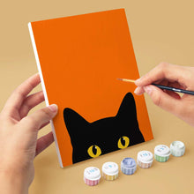 Laden Sie das Bild in den Galerie-Viewer, Mini Serie Malen nach Zahlen 15x20 cm (6 Stück) - Schwarze Katze Guck-Guck
