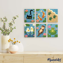 Laden Sie das Bild in den Galerie-Viewer, Mini Serie Malen nach Zahlen 15x20 cm (6 Stück) - Leben im Teich