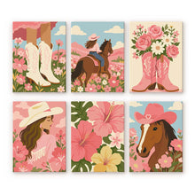 Laden Sie das Bild in den Galerie-Viewer, Mini Serie Malen nach Zahlen 15x20 cm (6 Stück) - Rosa Cowgirl Figured'Art