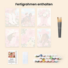 Laden Sie das Bild in den Galerie-Viewer, Mini Serie Malen nach Zahlen 15x20 cm (6 Stück) - Rosa Cowgirl