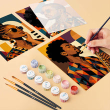 Laden Sie das Bild in den Galerie-Viewer, Mini Serie Malen nach Zahlen 15x20 cm (6 Stück) - Afro Pop-Art-Porträts