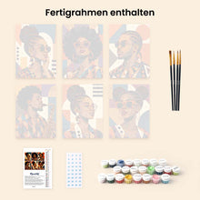 Laden Sie das Bild in den Galerie-Viewer, Mini Serie Malen nach Zahlen 15x20 cm (6 Stück) - Afro Pop-Art-Porträts