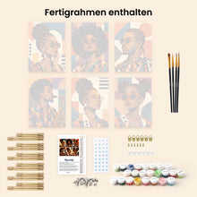 Laden Sie das Bild in den Galerie-Viewer, Mini Serie Malen nach Zahlen 15x20 cm (6 Stück) - Afro Pop-Art-Porträts