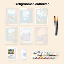 Laden Sie das Bild in den Galerie-Viewer, Mini Serie Malen nach Zahlen 15x20 cm (6 Stück) - Fensterblicke