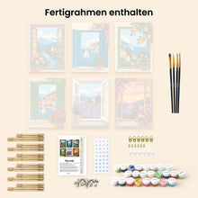 Laden Sie das Bild in den Galerie-Viewer, Mini Serie Malen nach Zahlen 15x20 cm (6 Stück) - Fensterblicke