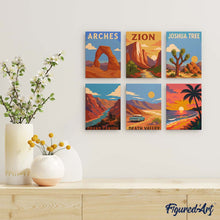 Laden Sie das Bild in den Galerie-Viewer, Mini Serie Malen nach Zahlen 15x20 cm (6 Stück) - Nationalparks - Südwestliche Wüste