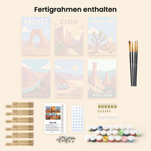 Laden Sie das Bild in den Galerie-Viewer, Mini Serie Malen nach Zahlen 15x20 cm (6 Stück) - Nationalparks - Südwestliche Wüste