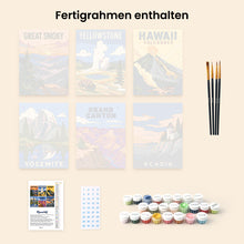 Laden Sie das Bild in den Galerie-Viewer, Mini Serie Malen nach Zahlen 15x20 cm (6 Stück) - Nationalparks - Ikonisches Amerika