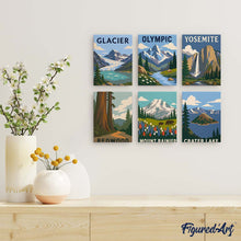 Laden Sie das Bild in den Galerie-Viewer, Mini Serie Malen nach Zahlen 15x20 cm (6 Stück) - Nationalparks - Pazifikküste und Kaskaden
