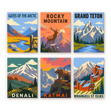 Laden Sie das Bild in den Galerie-Viewer, Mini Serie Malen nach Zahlen 15x20 cm (6 Stück) - Nationalparks - Alaska und Nördliche Rocky Mountains Figured'Art