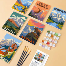 Laden Sie das Bild in den Galerie-Viewer, Mini Serie Malen nach Zahlen 15x20 cm (6 Stück) - Nationalparks - Alaska und Nördliche Rocky Mountains